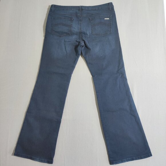 Michael Kors Jeans High Rise Flare women's size 14 dark washed indigo blue - Picture 3 of 13